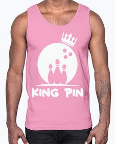 king pin bowling couples 712#- bowling- Cotton Tank