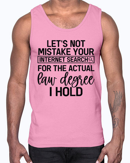 let s not mistake your internet search for the actual law degree i hold 1047#- lawyer- Cotton Tank