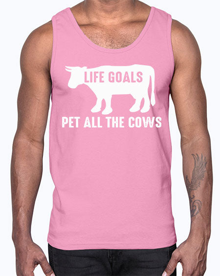 life goals pet all the cows- cow- Cotton Tank