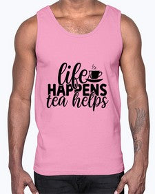 life happens tea helps 1309#- tea- Cotton Tank
