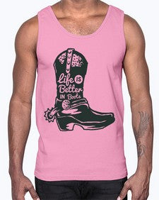 life is better in boots 730#- western- Cotton Tank