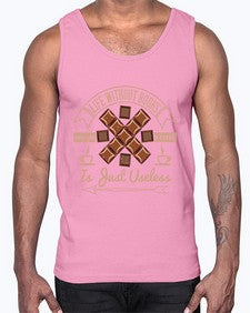 life without books chocolate coffee is just useless 318#- chocolate- Cotton Tank
