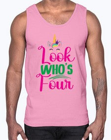 look whos four 261#- unicorn- Cotton Tank