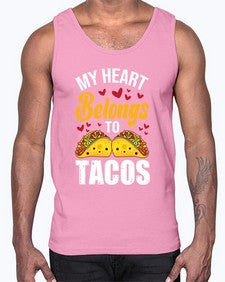 my heart belongs to tacos 1423#- tacos- Cotton Tank