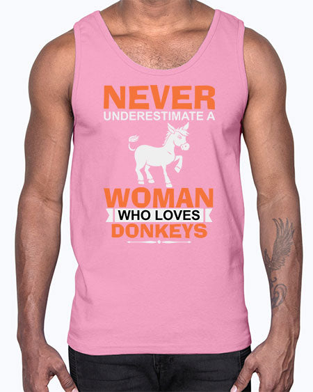 never underestimate a woman who loves donkeys Style 1#- donkey- Cotton Tank