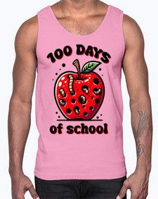 one hundred Days of School Apple 572#- one hundred days- Cotton Tank