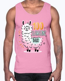 one hundredth Day of School Llama 599#- one hundred days- Cotton Tank