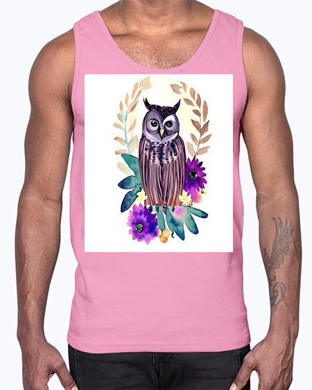 owl 17#- owl- Cotton Tank