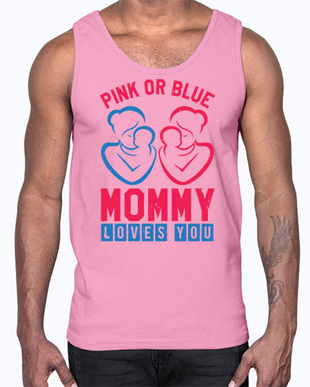 pink or blue Mommy Loves you Style 187#- baby shower- Cotton Tank