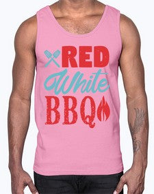 red white bbq 374#- bbq- Cotton Tank