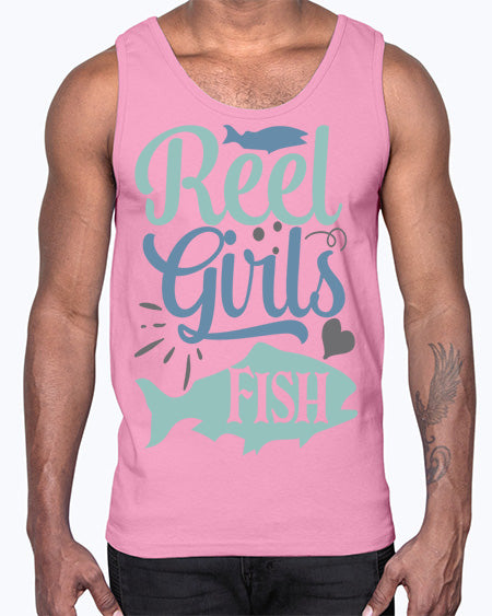 reel girls fish 92#- shark-fish- Cotton Tank