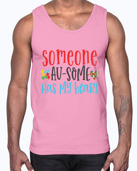 someone ausome has my heart Style 40#- autism- Cotton Tank