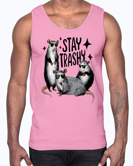stay trashy 61#- raccoon- Cotton Tank