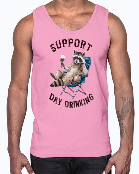support day drinking 67#- raccoon- Cotton Tank