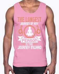 the longest journey of any person is the journey inward  550#- yoga- Cotton Tank