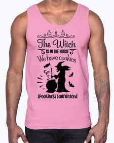 the witch is in the house sign 20#- witch- Cotton Tank