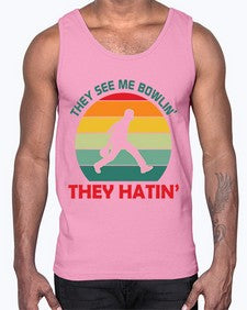 they see me bowlin they 916#- bowling- Cotton Tank