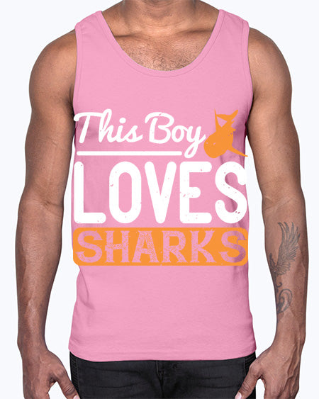 this boy loves sharks Style 14#- shark-fish- Cotton Tank