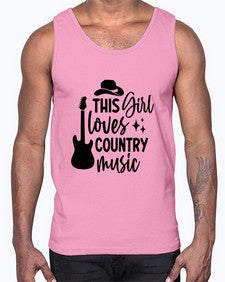this girl loves country music 1163#- western- Cotton Tank