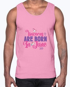 unicorns are born in june 524#- unicorn- Cotton Tank