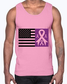 usa flag with alzheimers cancer 219#- alzheimers- Cotton Tank