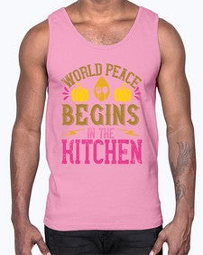 world peace begins in the kitchen 496#- vegan- Cotton Tank