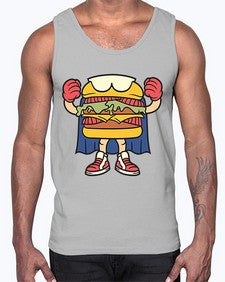 Burgerman 28#- cartoon food- Cotton Tank