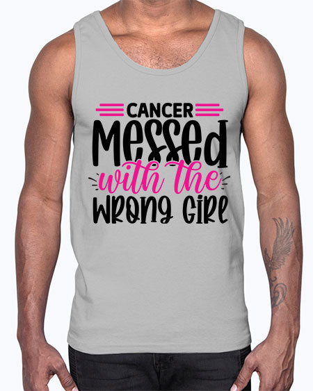 Cancer Messed with the Wrong Girl 29#- breast cancer- Cotton Tank