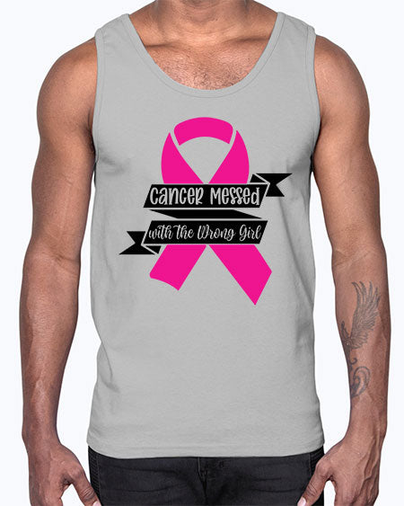Cancer Messed with the Wrong Girl 30#- breast cancer- Cotton Tank