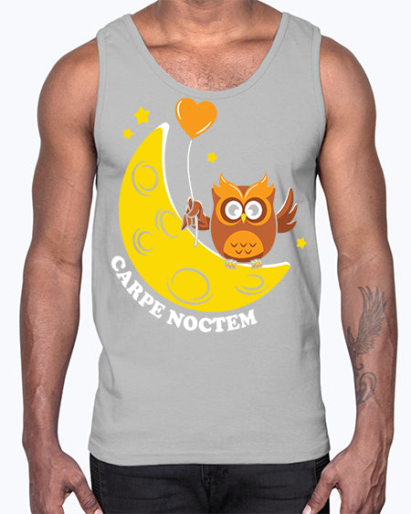 Carpe Noctem Moon Stars Owl A TurtleRabbit 1#- owl- Cotton Tank