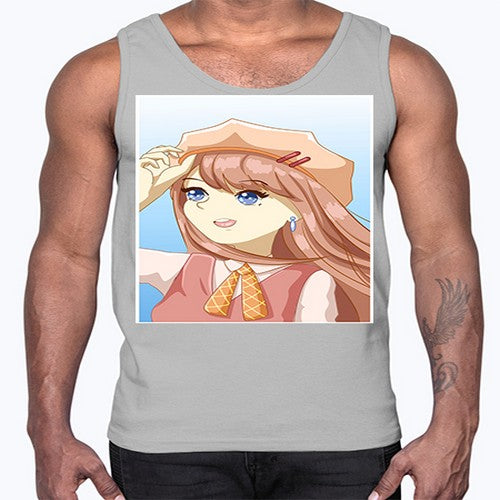 Cute beautiful and funny girl with hat 66#- anime- Cotton Tank