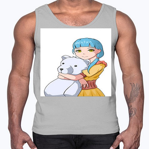 Cute girl with bear doll 26#- anime- Cotton Tank
