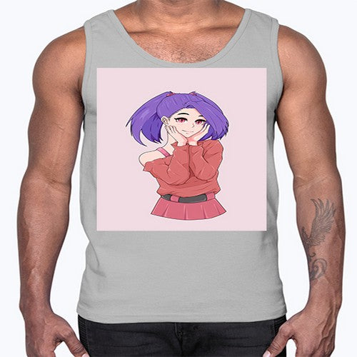 Cute girl with cute pose 138#- anime- Cotton Tank