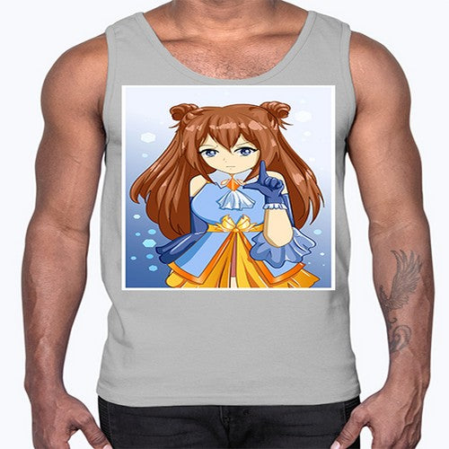 Cute little beautiful girl blue gold clothes cartoon 171#- anime- Cotton Tank