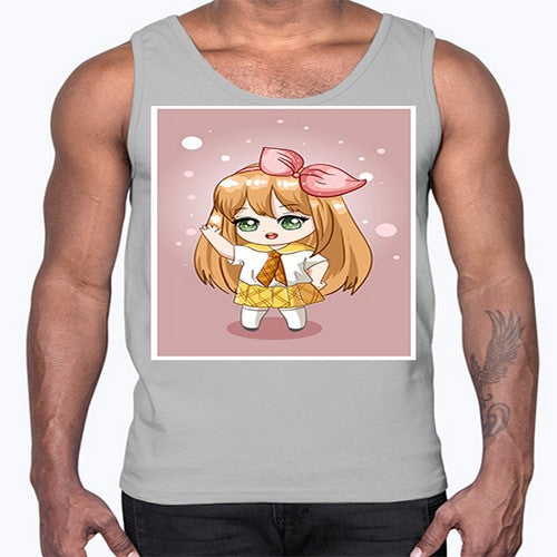 Cute little girl yellow hair wearing uniform 130#- anime- Cotton Tank