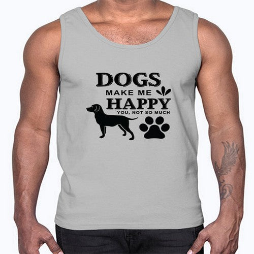 Dogs Make Me Happy Style 44#- dogs- Cotton Tank