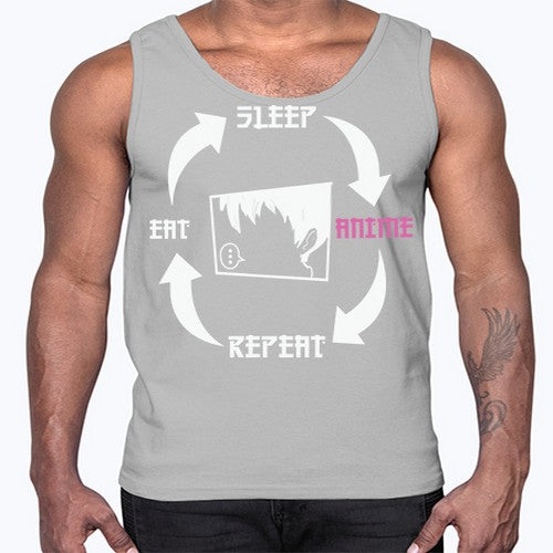 Eat Sleep Anime Repeat Anime Anime 226#- anime- Cotton Tank