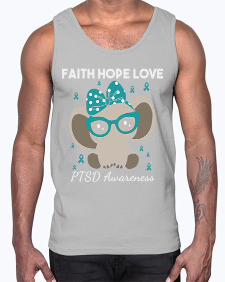 Elephant I Have PTSD Awareness 25#- PTSD- Cotton Tank