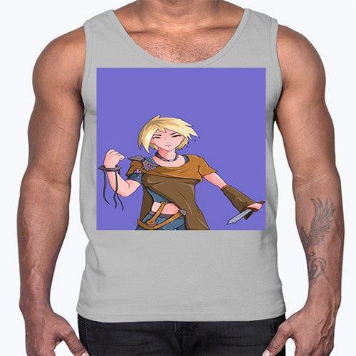 Girl hold knife 12#- anime- Cotton Tank