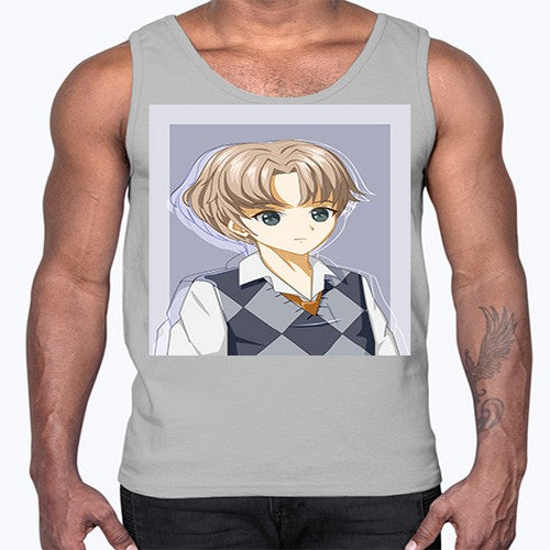 Handsome and cool boy with uniform 34#- anime- Cotton Tank