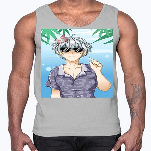 Handsome boy with sunglasses on the beach in summer holiday 44#- anime- Cotton Tank