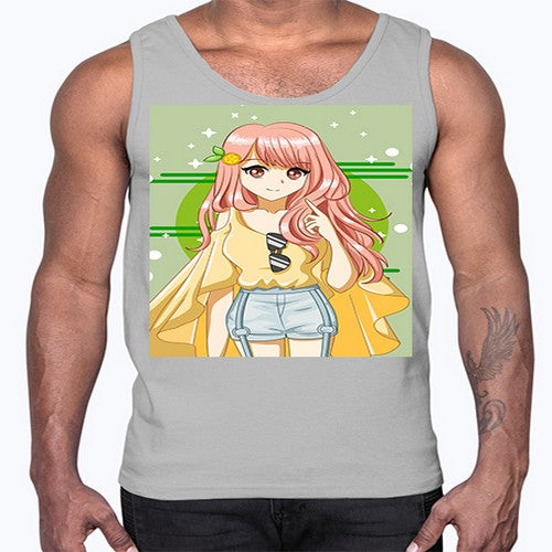 Happy and cute yellow blouse in summer holiday 43#- anime- Cotton Tank