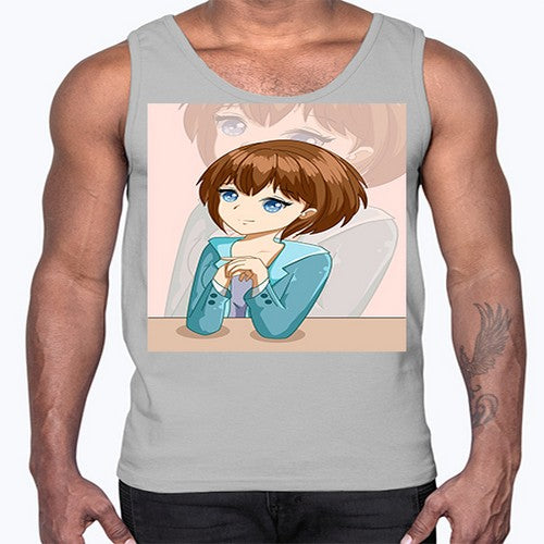 Happy beautiful and elegant girl brown hair 36#- anime- Cotton Tank