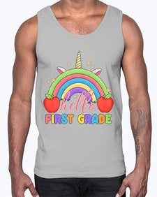 Hello first Grade Unicorn Rainbow 281#- first grade- Cotton Tank