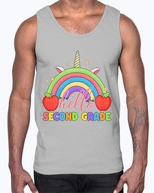 Hello second Grade Unicorn Rainbow 331#- second grade- Cotton Tank