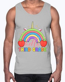 Hello third Grade Unicorn Rainbow 349#- third grade- Cotton Tank
