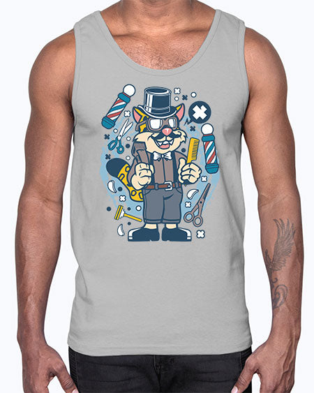 Hipster Barber Leopard836#- barber- Cotton Tank
