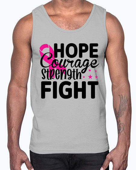 Hope Courage Strength Fight 21#- breast cancer- Cotton Tank