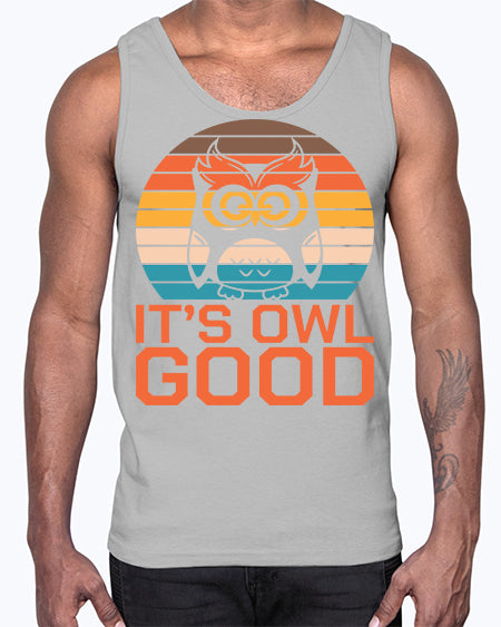 Its Owl Good Retro Owl A TurtleRabbit 10#- owl- Cotton Tank