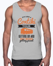 Its like a Contiki tour getting on and off buses getting pissed 3#- bus- Cotton Tank